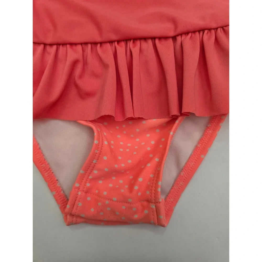 Cat & Jack Toddler Girls Coral Pink Summer Graphic Ruffle Swimsuit 2T